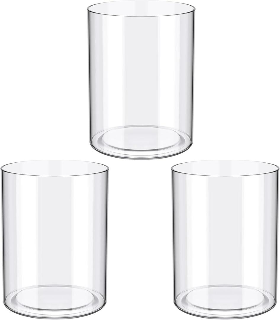 meekoo 3 Pcs Flower Acrylic Vase Cylinders Round Decorative 3 x 4 in Vase Break Resistant Acrylic Flower Cylinder for Centerpiece Home Wedding Decor(Clear, Classic)
