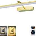 Picture Light,3AA Battery Wall Lights,Wireless Art Lights for Paintings,Remote Control Accent Light with Timer and Dimmable for Frame,Portrait,Mirror-GD (15INCH, Gold)