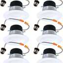 HALO 4 inch LED Recessed Lights with Selectable Color Temperature Dimmable Baffle Can Light Trim 6-Pack for Indoor Outdoor Ceiling Installation LT4069FS1EWHR 6-Pack, 5 CCT