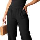 HBQ Women's 2 Piece Sets Casual Spaghetti Strap Top Wide Leg Pants Vacation Lounge Matching Outfits (Black, M)