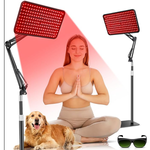 Upgrade Red Light Therapy for Face and Body, 45W Dual 660nm Red & 850nm Infrared Red Light Therapy Lamp, Home Use Light Therapy Panel with Adjustable Stand/Desktop Clamp & Glasses
