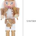 VOSAREA Christmas Nutcracker Ornaments Hanging Soldier Nutcracker Wooden Nutcracker Pendants Glittering Powder Nutcracker Figures Ornament for Party Store Home (White Gold)