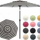 Patio Umbrella, 2 Tier Outdoor Table Umbrella, Large Vented Market Umbrellas with Push Button Tilt and Crank, 8 Sturdy Ribs for Backyard, Deck, Pool, UPF50+ UV Protection