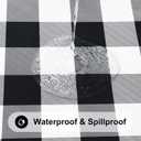 Smiry Rectangle Picnic Table Cloth, Elastic Waterproof Fitted Vinyl Tablecloths, Flannel Backed Buffalo Plaid Table Covers for Dining, Camping, Outdoor (Black and White, 30" x 72")