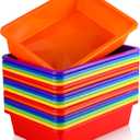 Hoteam 18 Pcs Flat Storage Organizer Bins Letter Size Paper Tray Classroom Storage Plastic Art Trays Classroom Pencil Organizer Baskets for School Office Teacher Book Organization(Colorful)