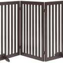 unipaws 36" H Free Standing Pet Gate for Dog Cat, Tall Wooden Dog Gates for Doorway, Stairs, Foldable Pet Fence for The House, Expandable Dog Barrier, Indoor Use, Espresso