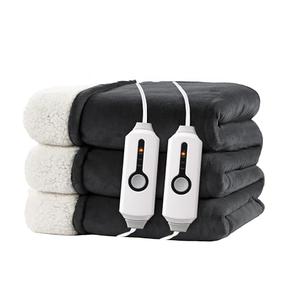 RALYSUN Electric Heated Blanket Queen Size 84"x90" - Dual-Sided with Microplush & Sherpa Fabric, 4 Heat Settings & 10 Hours Auto Off, Machine Washable - Iron Gray