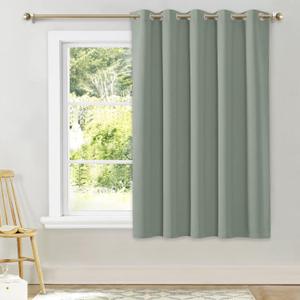 NICETOWN Room Darkening Curtains for Bedroom, Greyish Green Thermal Insulated Drapes 63 inches Long for Small Shack Window (1 Panel, 70" Wide per Panel)