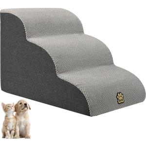 Pet Steps Dog Stairs for Sofa Couch and Bed High Density Sponge Pet Ramp with Removable Washable Cover Non-Slip Base Stable Dog Steps 15.7" H (3-Steps Gray)