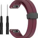 26mm 22mm 20mm QuickFit Watch Band Compatible with Garmin Fenix 8 7 6 5 3 hr 6s 5s 6x 5x Forerunner 935 945 965 Magnetic Silicone Watch Band for Garmin Instinct Approach MARQ Descent Quatix Epix Pro (Wine Red)