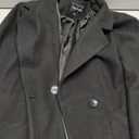 Tanming Women's Notch Lapel Double Breasted Wool Blend Mid Long Pea Trench Coat (Medium, Black)