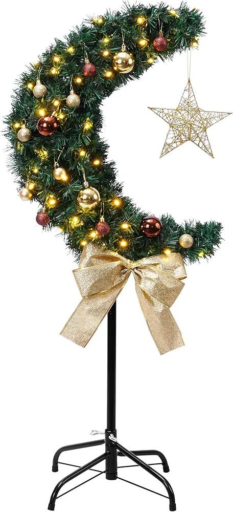 120 Adjutable LED Lighted Eid Ramadan Moon Tree Handmade Mubarak Muslim Islamic Crescent Moon Star Artificial Trees Garden Party Living Room Decor for Home Decorations, 3.8 FT