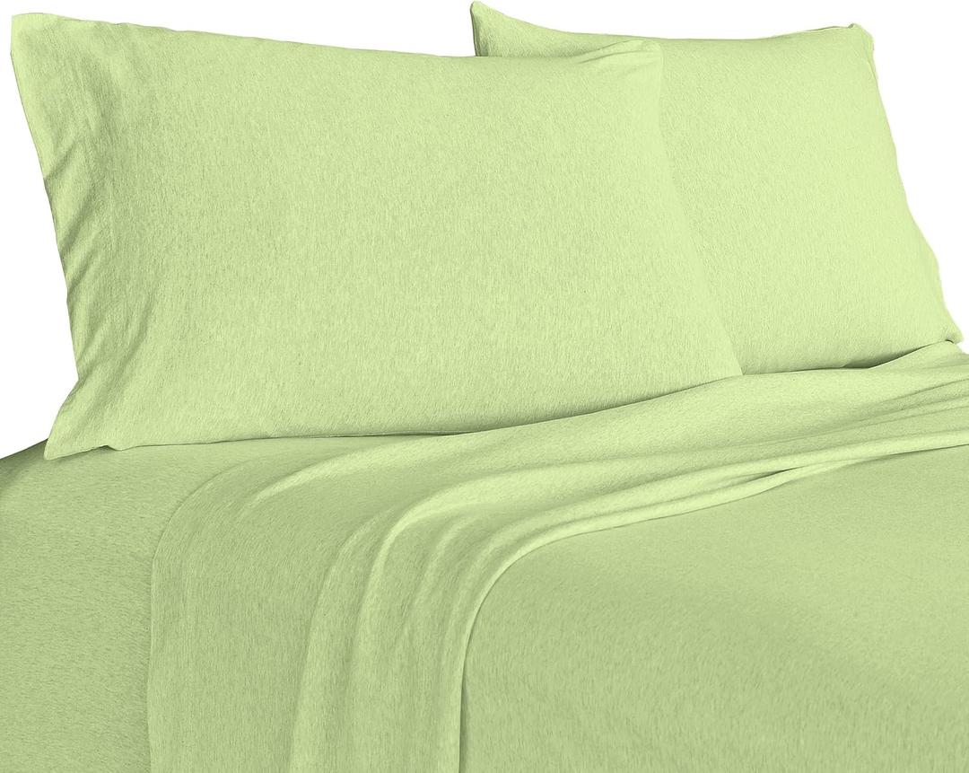 Brooklyn Flat Jersey Knit Sheet Set, Sage, King (King (U.S. Standard), Green)