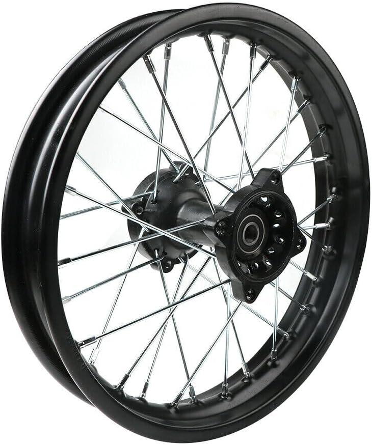 RedCap Steel Rear Rim Wheel Disk Brake Assembly for Apollo SSR 50cc 125cc 150cc XR CRF DB17 Dirt Pit Bike Off-Road Motorcycles (12 inch 15mm Axle, Black)