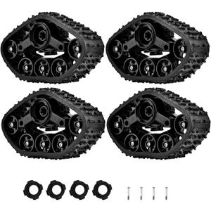 4Pcs RC Truck Track Wheel, Upgrade RC Car Tire Wheel Rubber Crawler Tyre, RC Military Truck Track Wheels for WPL 1/16 RC Military Truck