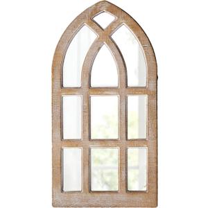 Small Rustic Arched Window Mirrors for Wall Decor 8 X 16 Inch, Hanging Farmhouse Cathedral Window Pane Mirror, Distressed Wooden Frame Decorative Mirror for Living Room Hallway Entryway