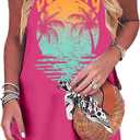 Summer Sundress for Women Graphic Mini Tank Dress Sleeveless Beach Dresses Short Casual Sun Dresses (X-Large, Hot Pink)