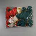 Lucleag 12Pcs Christmas Wreath Bow, Mini Christmas Bow for Wreath Christmas Tree Gift Box Decoration, White Red Green Bell Bow Christmas Small Bow for Christmas Party Supplies Xmas Decoration