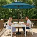 Tobeos 11 FT Outdoor Patio Umbrella, 2 Tiers Market Table Umbrella with 8 Sturdy Ribs, Smooth Crank Lift, UPF50+ UV Protection for Deck, Pool, Garden and Backyard, Lake Blue