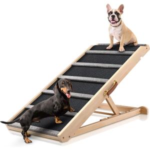 Dog Ramp for Bed - Extra Wide - Excellent Traction, Pet Ramp for Small Large Dogs to Get on Couch Car, Non-Slip Rubber Surface, 17W, Hold up to 200lb, Adjustable, Foldable