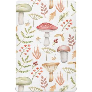 Kigai Mushroom Twig Fitted Crib Sheet for Girls and Boys, Soft Breathable for Standard Crib & Toddler Bed Mattress, 28 x 52 in