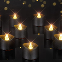 Homemory Black Tea Lights Candles Battery Operated, 200+Hour Flameless Flickering Fake Electric LED Colored Tealights Candles for Halloween, Theme Party, Wedding Table Decor, Holiday Decor, 24Pack