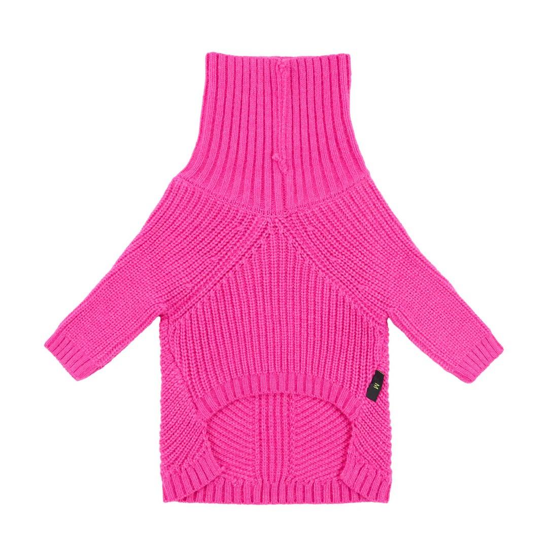 KOOLTAIL Dog Sweater for Dogs, Fall Dog Sweaters, Turtleneck Cable Knitwear Pet Cold Weather Coats with Leash Hole, Warm Winter Pullover Clothes for Bulldog, Yorkie,Boy Girl, Pink, L