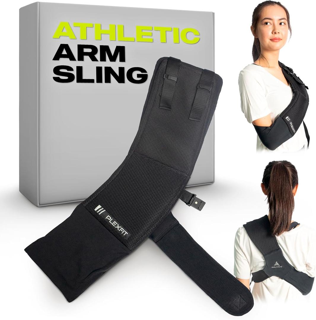 Athletic Arm Sling Class A Medical Device - Shoulder Sling Immobilizer for Injury Support - For Elbow & Wrist Too - Men & Women (X-Large Left, Black)