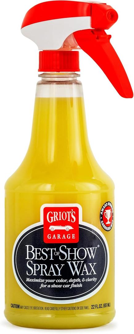 Griot's Garage Best of Show Spray Wax for Car Detailing, Works on Paint Protection Films and Ceramic Coatings, Provides Long-Lasting Coverage Between Uses, 10968, 22oz