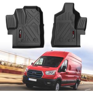 Custom Fit TPE All Weather Floor Mats Liner for 2020-2025 Ford Transit 150/250/350 Accessories (No Transit Connect) (for 2020-2025 Ford Transit 2 Pcs)