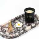 Violet Marble Oval Tray - Stone Decorative Perfume Trinket Jewelry Dish, Catchall Organizer for Bathroom Vanity Dresser Kitchen Countertop Home Decor