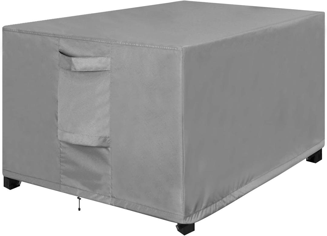 OutdoorLines Outdoor Waterproof Patio Ottoman Covers - Rectangle UV-Proof Patio Side Table Cover Windproof Heavy-Duty Furniture Covering Protector 28L x 22W x 17H Inch, Grey