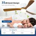 Ceiling Fans with Lights and Remote Control, 52 Inch Solid Wood Blade, Low Profile Flush Mount, LED Dimmable DC Reversible Modern Ceiling Fans with APP Control for Bedrooms, Living Rooms, Patio, White