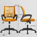 BestOffice | Ergonomic Office Chair | Mid-Back Swivel Desk Chair | Breathable Backrest & Lumbar Support | Adjustable Height | Sponge Seat | Rolling Wheels | Orange | for Adults & Women, 22D x 22W x 35.2H in