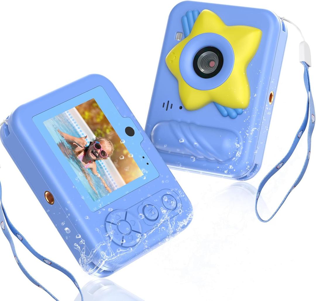 Kids Toy Camera Waterproof with 32GB Card, Fun Christmas & Birthday Gift for Boys & Girls Ages 3+, 48MP 1080P HD Underwater Digital Camera, IP68 Shockproof  (Star Blue)