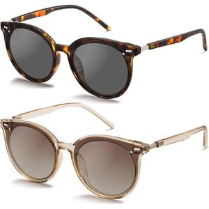 Livho Polarized Sunglasses, Retro & Oversized Shades for Women with Round Lenses