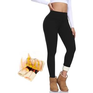 NEW YOUNG Thick Fleece Lined Leggings Women-High Waisted Winter Thermal Warm Yoga Pants Tummy Control L