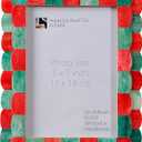 Handicrafts Home 5 by 7 Picture Frame, Green Red Scallop pattern Bone inlay Photo Frame for Wall & Tabletop, Boho Farmhouse Vintage Home Decor, Gallery Wall & Desk Decor, Family Frame Fall decor