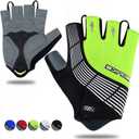 Souke Sports Cycling Bike Gloves - Padded Half Finger Bicycle Gloves with Shock-Absorbing, Anti-Slip, Breathable MTB & Road Biking Features for Men & Women (X-Large, Green-black)