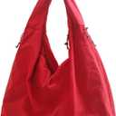 Large Nylon Hobo Bag Women Crescent Shoulder Bag Vintage Tote Bag Casual Shopper Handbag for Women (Red)