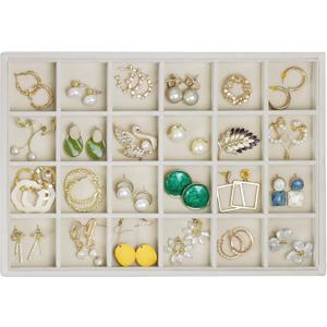 Large Velvet Jewelry Organizer, Velvet Jewelry Organizer Sunglasses Storage Organizers, Large Jewelry Drawer Organizer Tray, Eyeglass Organizer Earring Holder Ring Display (Earring Tray) (Missing one slot divider )