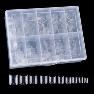 3 x Beuniar Acrylic Clear Nail Tips Short French Square False Tip 500Pcs | Artificial Nails, for Manicure Art Salons & Home DIY, With Storage Box