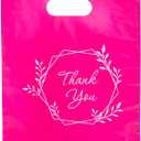 Merchandise Bags 100 Pink Color 9"x12" Size 1.5Mil Thick Glossy With Handles Bags (Pink Thank you)