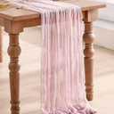 12Pack Light Pink Table Runner 10Ft Cheesecloth Table Runner Boho Gauze Table Runners Long Cheese Cloth Table Runners for Wedding Party Bridal Shower Thanksgiving Christmas