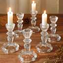 4.33" Tall Glass Candlestick Set of 6 Clear Crystal Candle Holders for Glass Taper Holder Decor for Wedding Birthday Party Christmas
