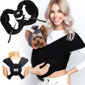 Cat Sling Carrier, Dog Sling Carrier 15-20 Lbs, Dog Slings for Small Dogs, Pet Sling Carrier for Small Dogs, Carrier Sling, Puppy Sling Carrier for Small Dogs 0-15 Lbs (Sling) (Black)