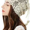 ZLYC Women Cotton Crochet Slouchy Beanie Hat Handmade Knit Summer Skull Cap One Size