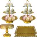 Gold Cake Stands Set, 5pcs Metal Tiered Cupcake Diaplay Stand Serving Platter for Dessert Table, Dessert Candy Fruit Tray for Wedding Baby Shower Birthday Party