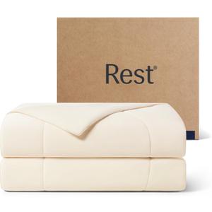 REST Evercool Cooling Comforter, Full/Queen, Blanket for Hot Sleepers, All Season Bedding to Keep Cool for Night Sweats, Breathable Lightweight Blanket, 90"x90" Inches, Snow Ivory