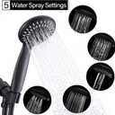 Shower Head with Handheld, Briout 5-Settings Showerhead High Pressure Powerful Water Spray Shower Head with Stainless Steel Hose and Adjustable Mount, Matte Black